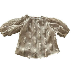 Yuni Los Angeles women's size medium textured blouse with balloon sleeve